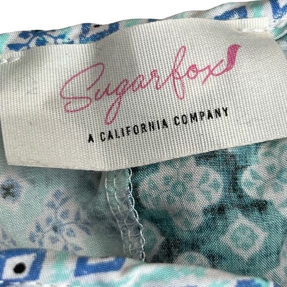 SUGARFOX Coral Ethnic Print Lace Ruffle Hem Top 1XL Women’s PLUS - Picture 6 of 16